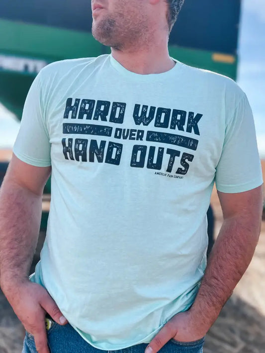 Western 'hardwork Over Handouts' Mint Men's and Women's Tee