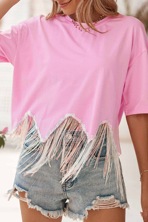 Pink Fringe T-Shirt