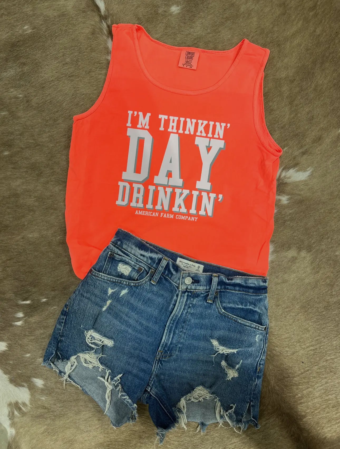 Western 'i'm Thinkin' Day Drinkin' Coral Graphic Tank