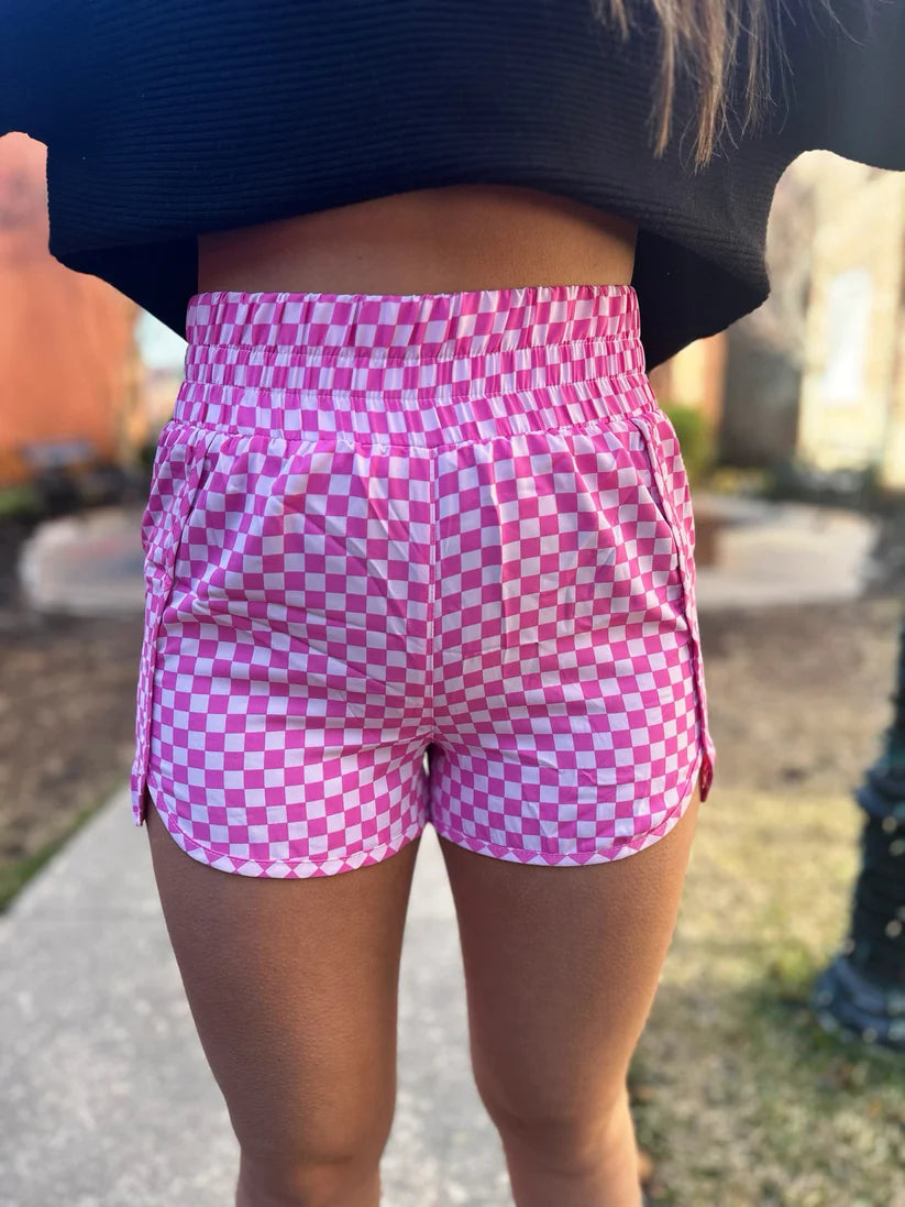 Pink Checkered Shorts