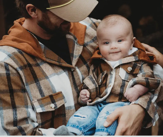 Hooded Brown Plaid Flannel Jacket