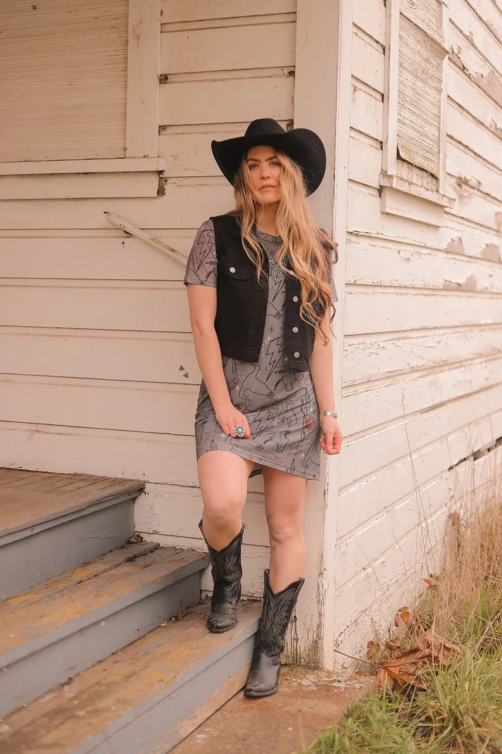 Cosmic Cowtown Mesh T-shirt Dress